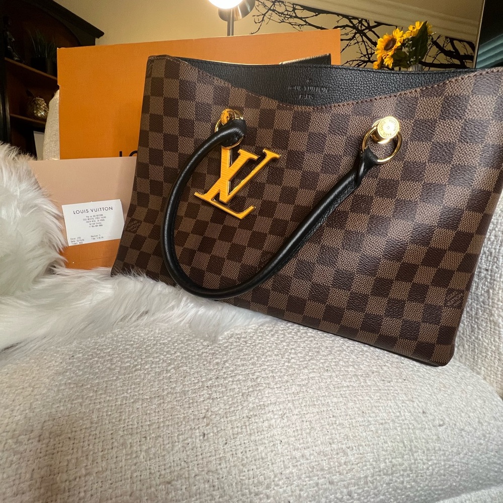 LOUIS VUITTON LV reversible Tote Shoulder Bag N40050 Damier Ebene Canvas